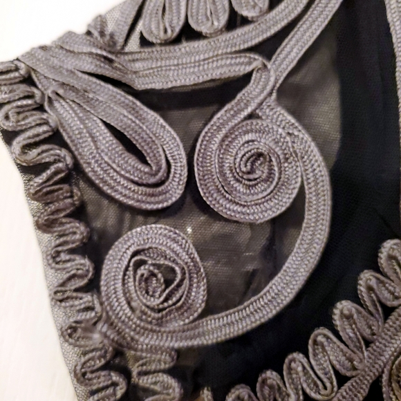 JS Collection Vneck Navy Silver Embroidered Midi Dress 10 NWT - Picture 4 of 9